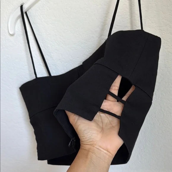 Zara Black Sleeveless Fitted Crop Camisole - Picture 8 of 9